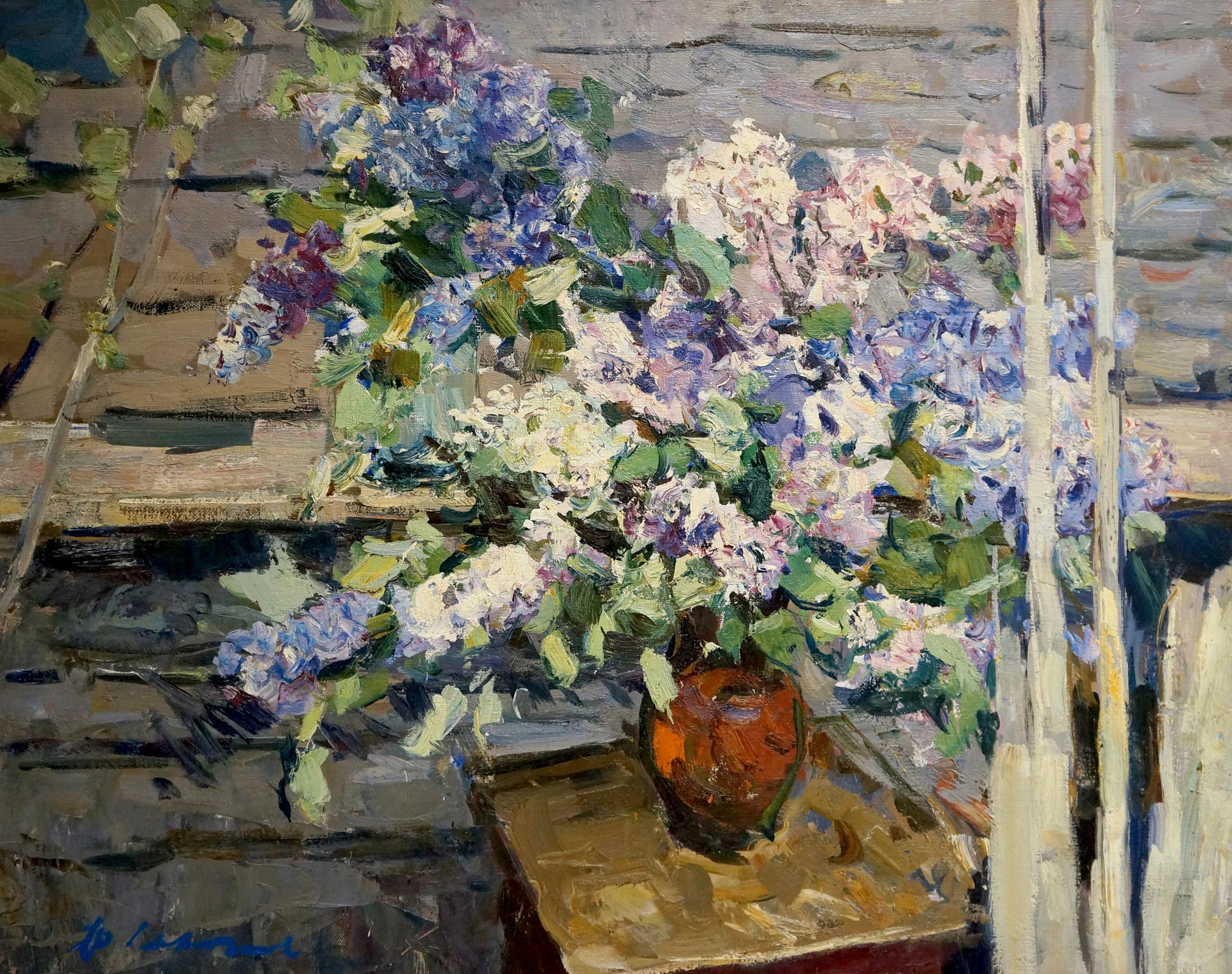 Bouquet of lilacs in the yard by Fiodor Zakharovitch Zakharov, null