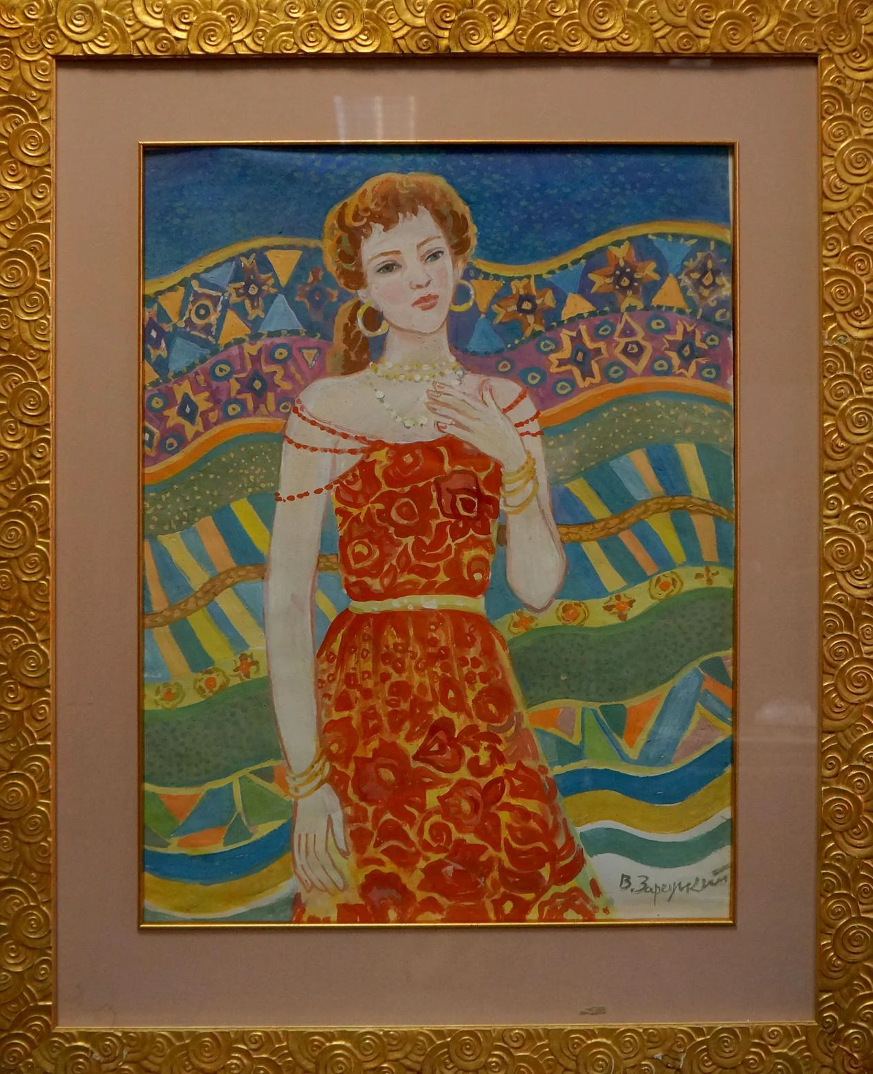 Artwork by Viktor Zaretsky, A Portrait of Quiet Strength, Made of Oil On Cardboard 