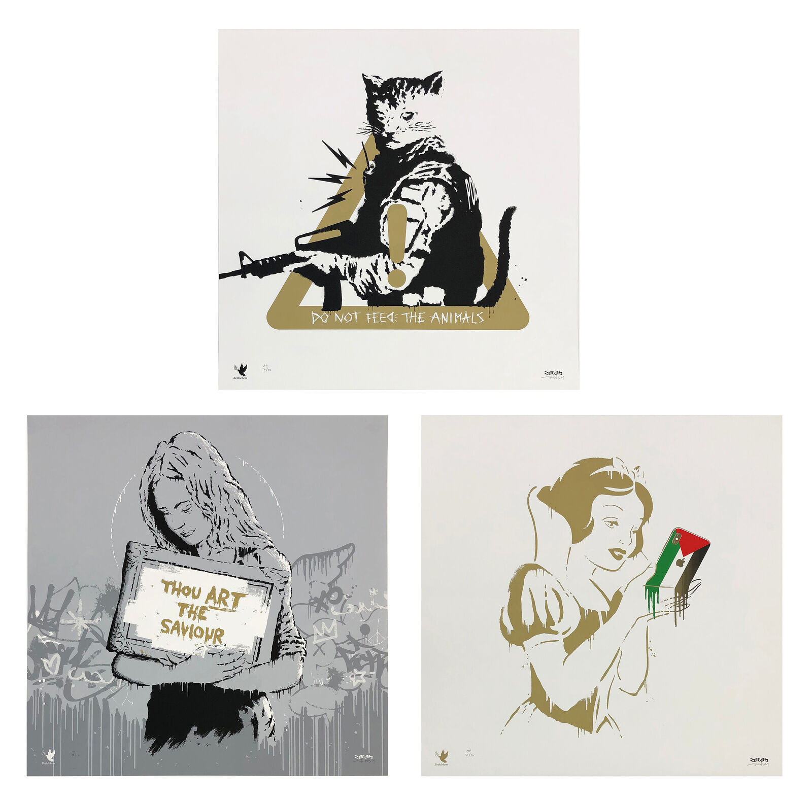 Bethlehem Gold Print Set (3 hand signed screen prints) by Zedsy, 2018