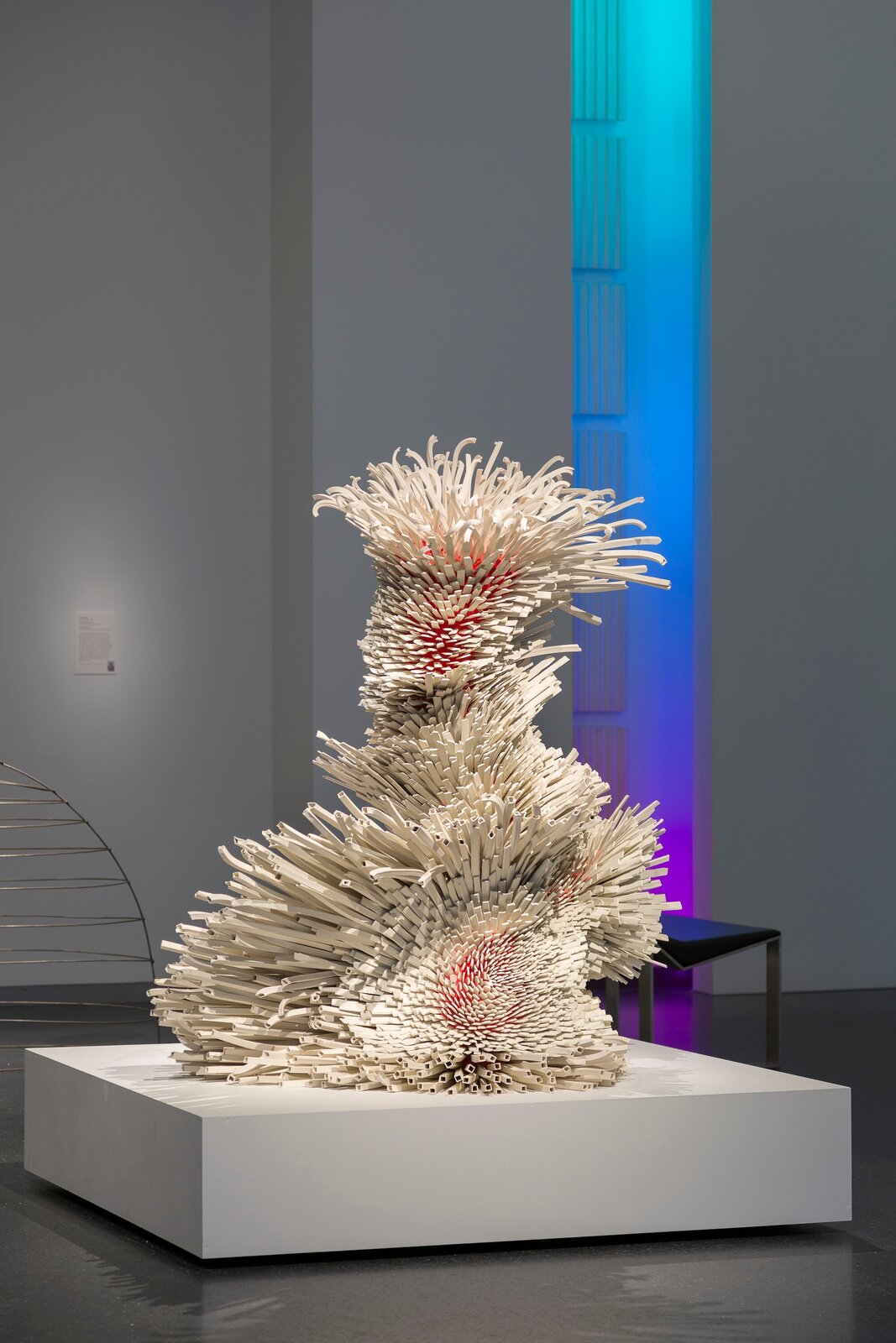 Artwork by Zemer Peled, New Year's Best Dream, Made of Ceramic porcelain shards, fired clay, mixed media, wooden pedestal 