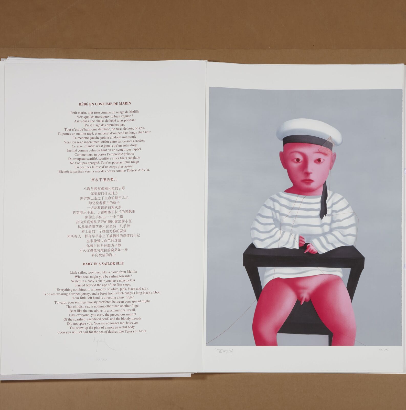 Artwork by Zhang Xiaogang, Baby in a Sailor Suit, Made of Lithograph 