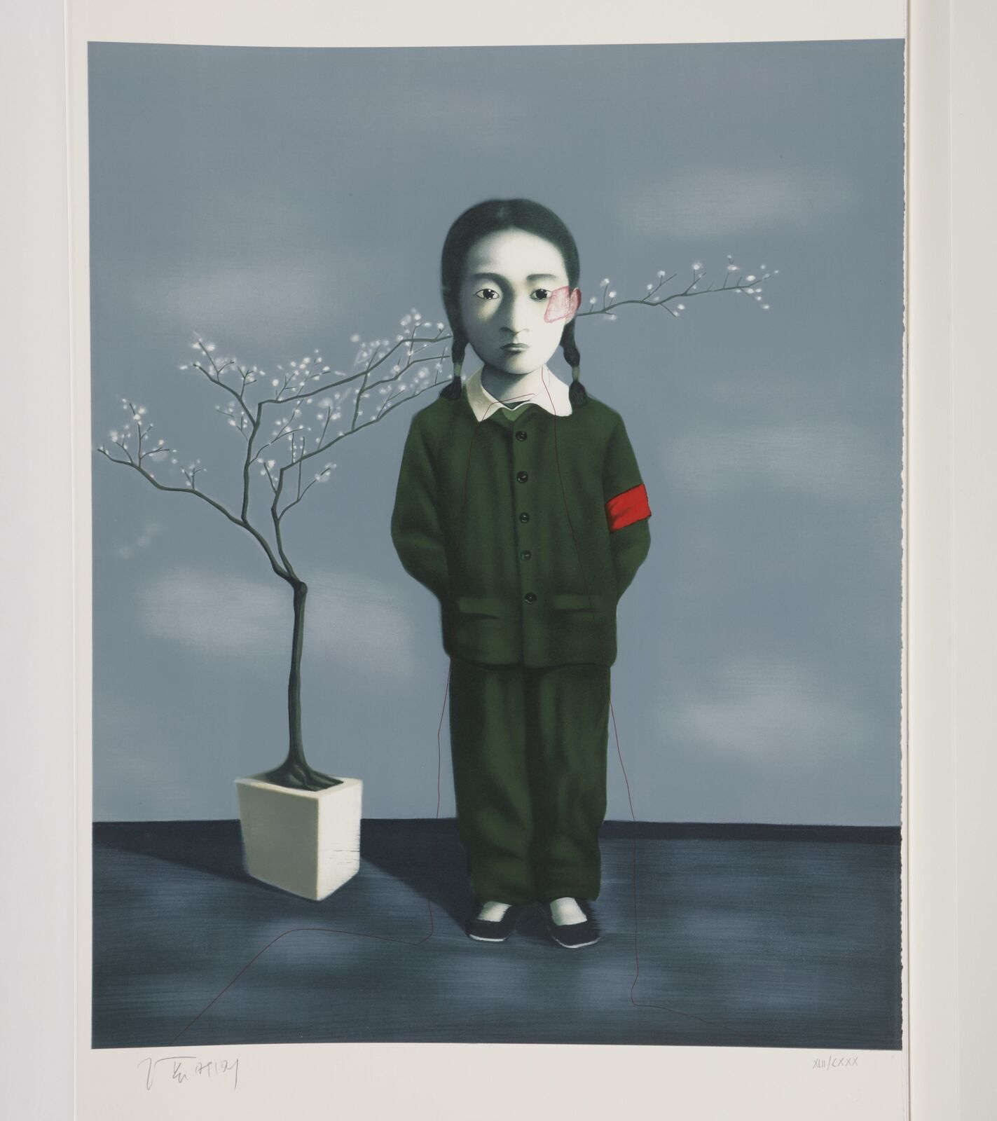 Artwork by Zhang Xiaogang, Girl and Tree, Made of Lithography 
