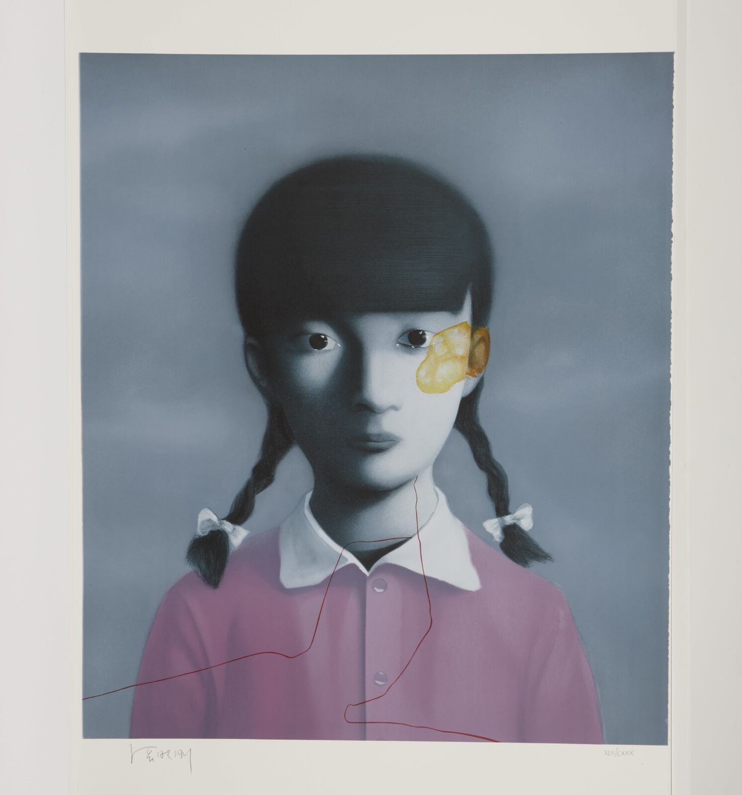 Artwork by Zhang Xiaogang, Girl in Purple, Made of Lithography 