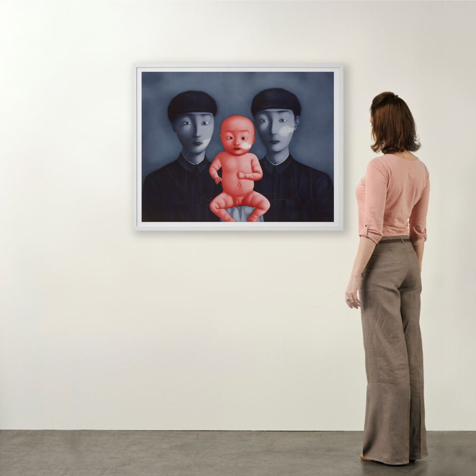 Artwork by Zhang Xiaogang, Comrades with Red Baby, Made of Lithography 