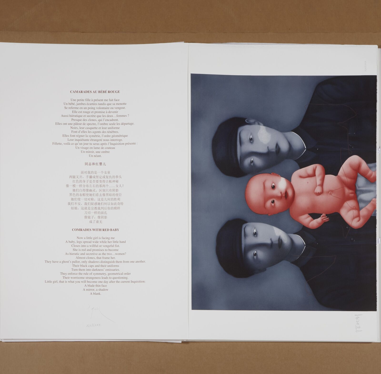 Artwork by Zhang Xiaogang, Comrades with Red Baby, Made of Lithography 