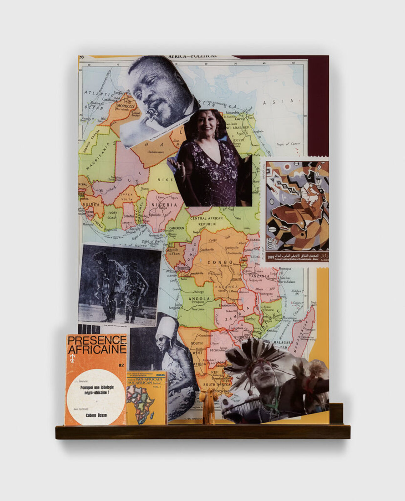 A collage of a map of Africa with a picture of a man and a woman.