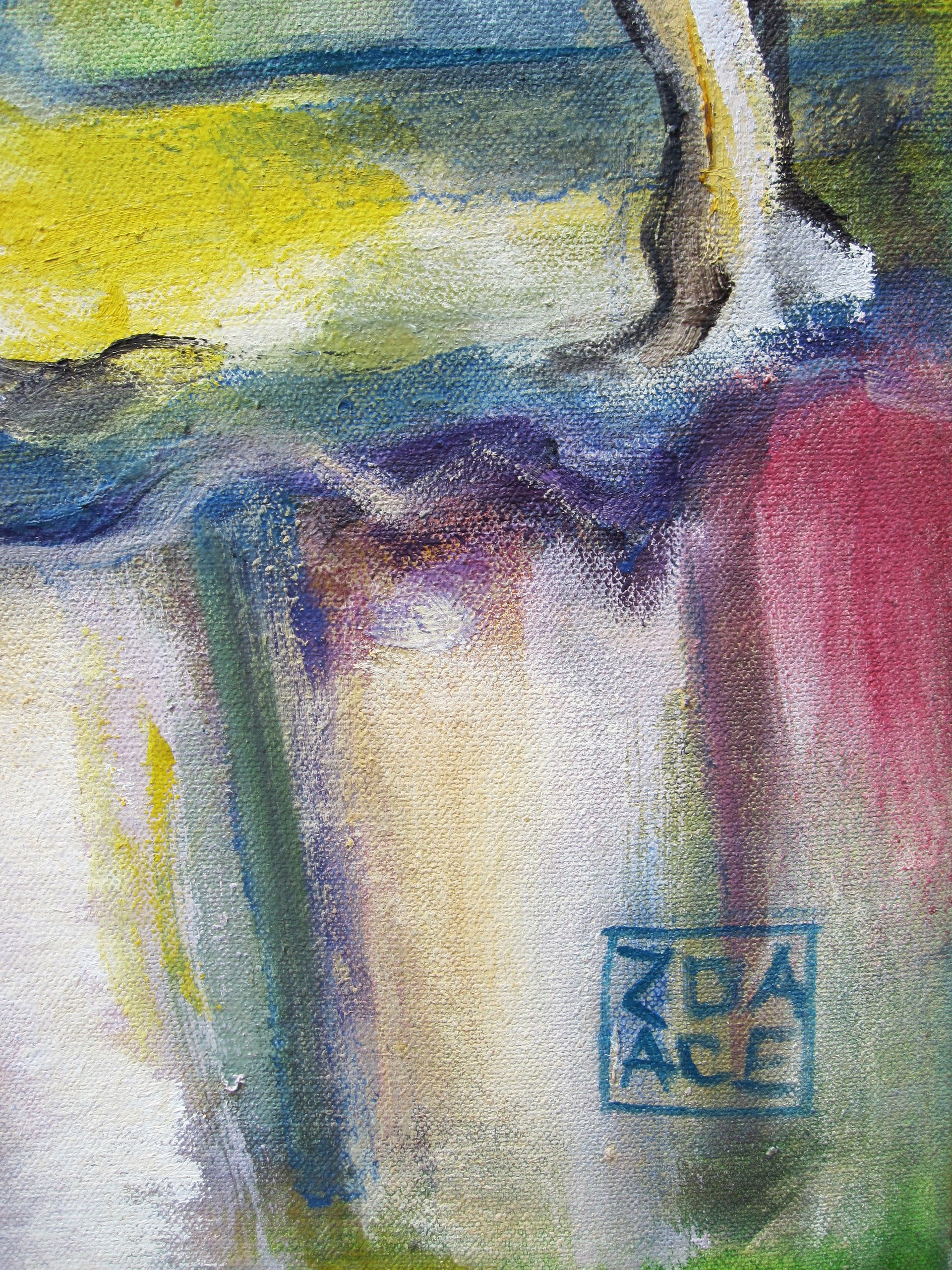 A painting of a group of horses in a forest.