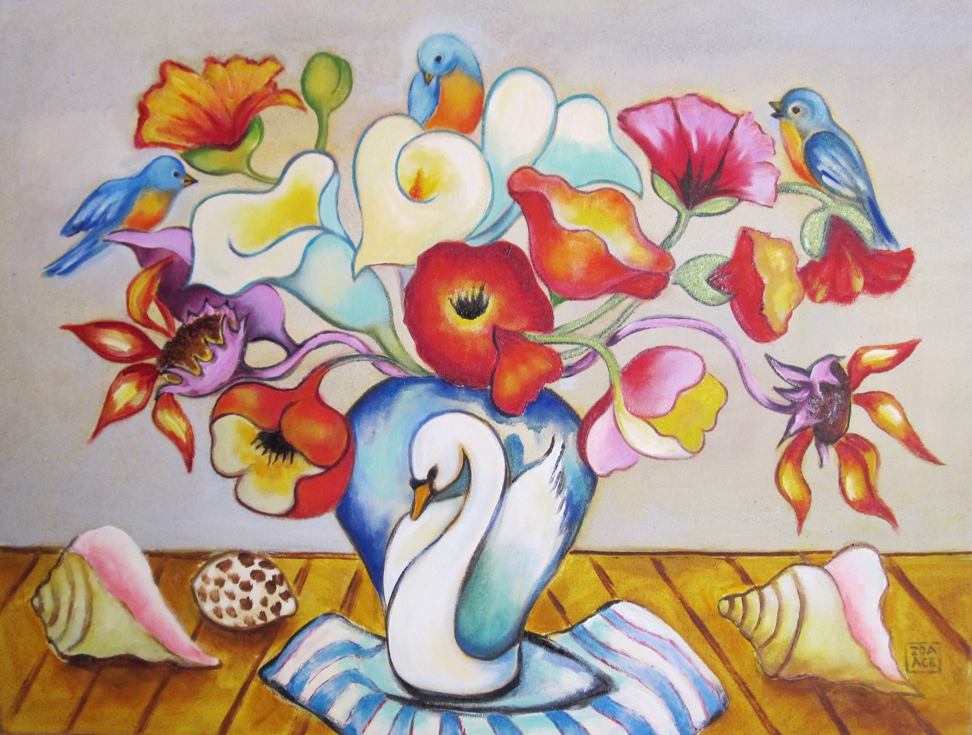 Still Life with Swan Vase by Zoa Ace, 2026