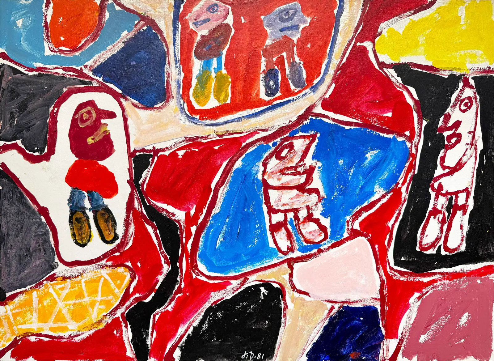 Site avec 5 personnages by Jean Dubuffet, 1981