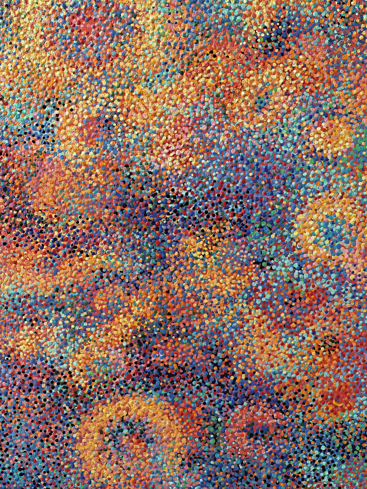 A painting of a colorful abstract painting with lots of dots.