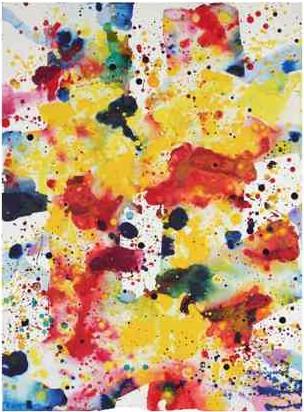 a painting with lots of paint splatters on it