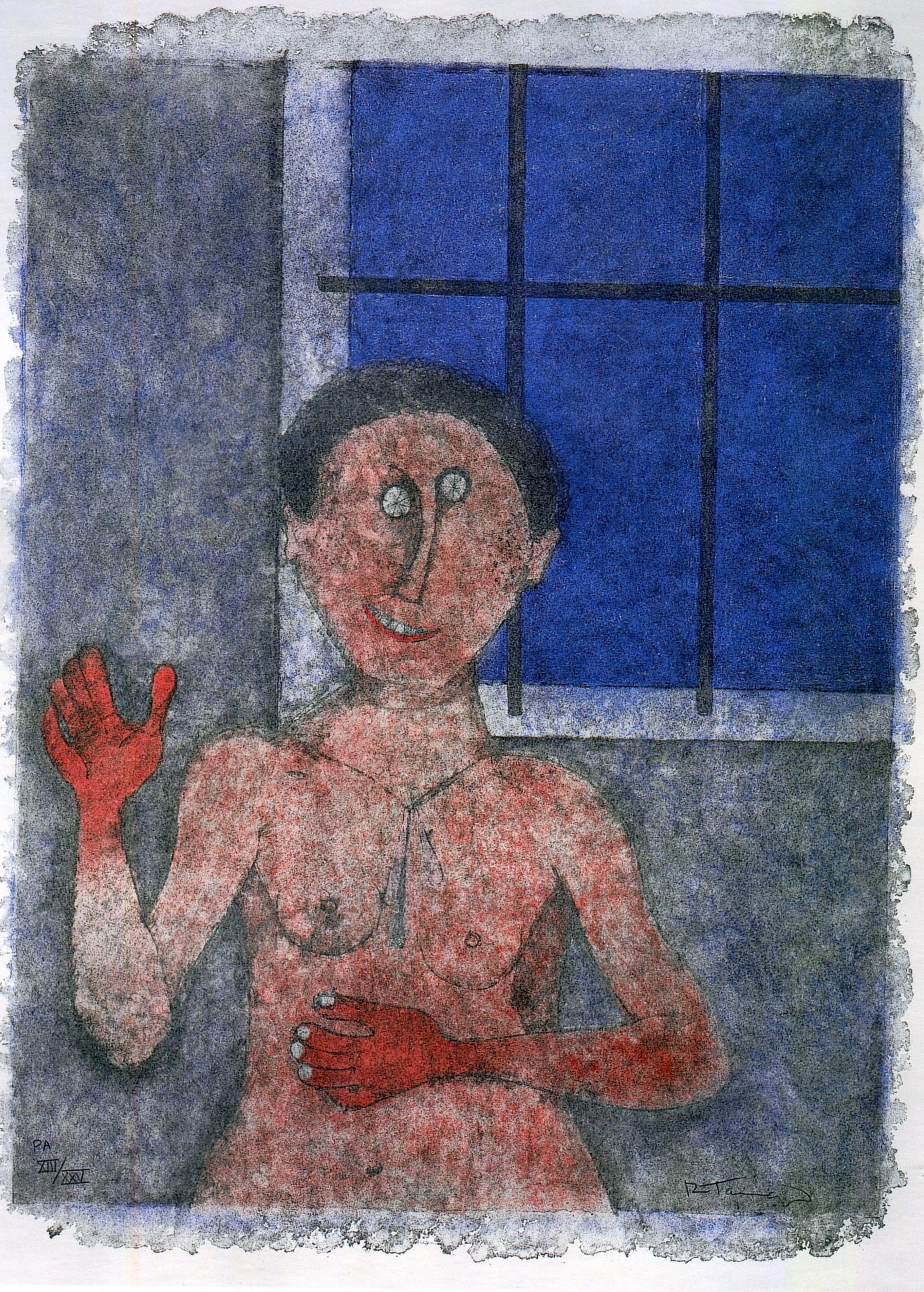 La Coqueta (The Flirt) from the 90th Anniversary suite (90 Aniversario) by Rufino Tamayo, 1989