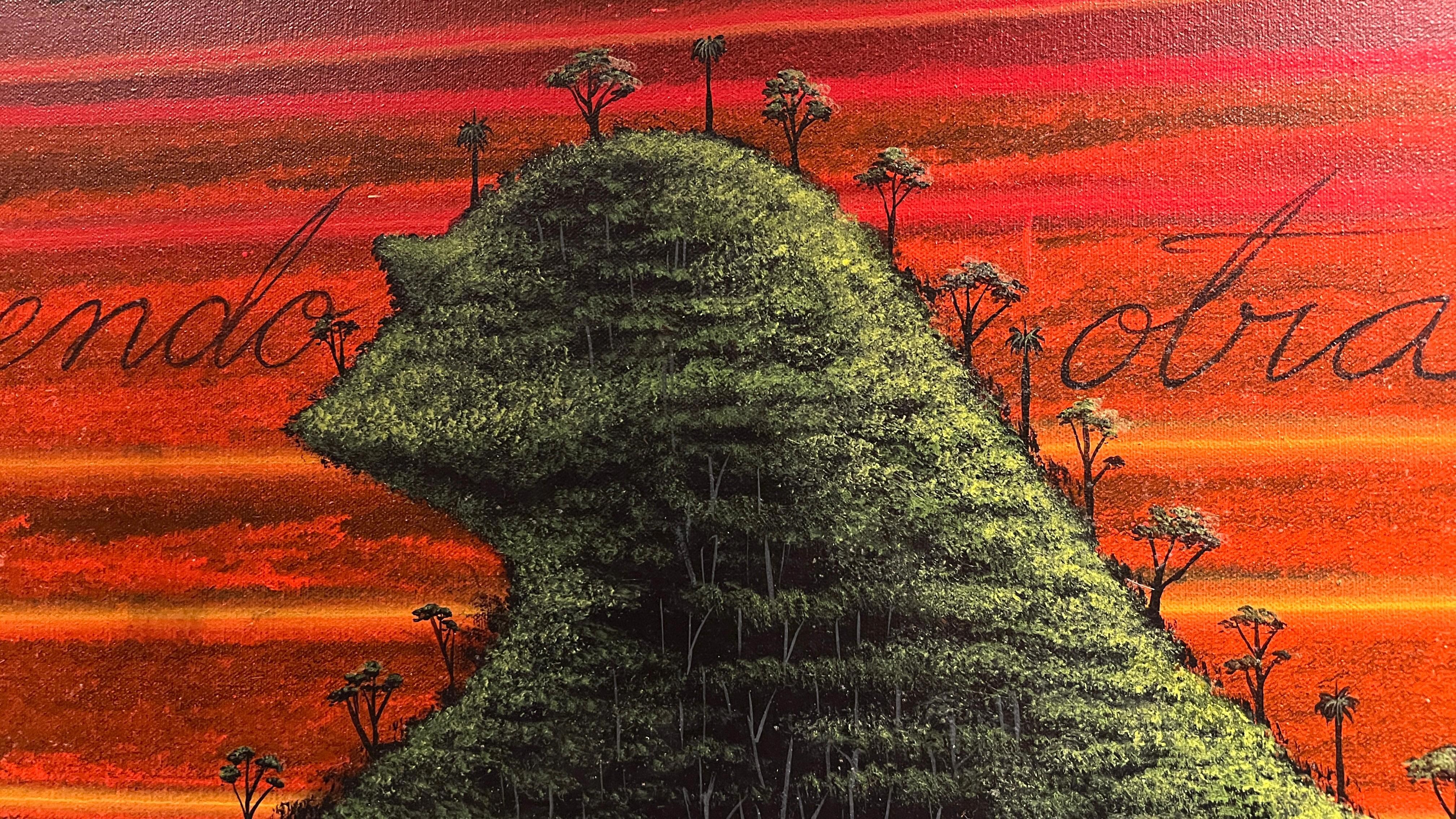 Artwork by José Bedia, Isla pais despidiendo obra temporada, Made of Acrylic On Canvas 