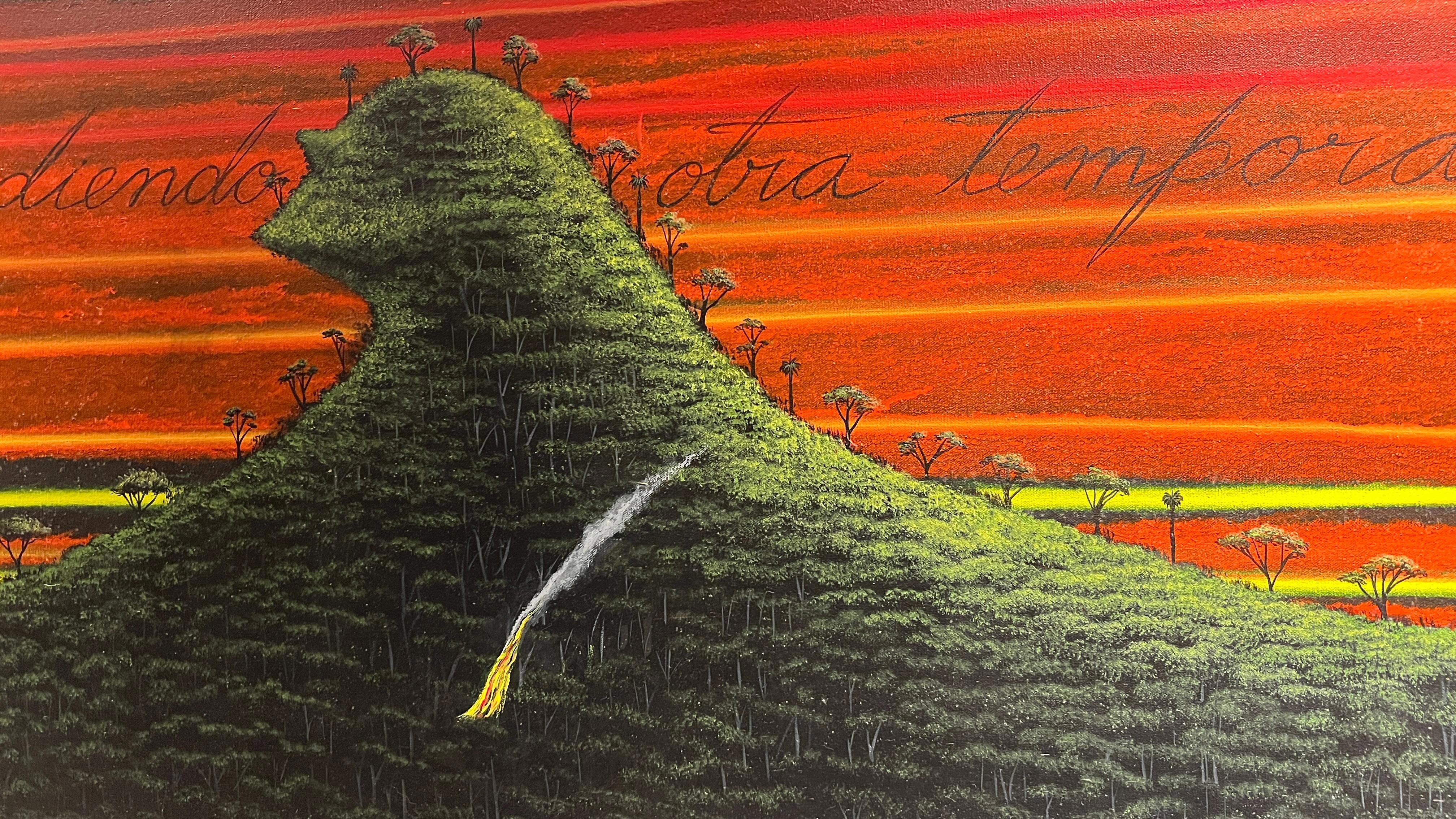 Artwork by José Bedia, Isla pais despidiendo obra temporada, Made of Acrylic On Canvas 