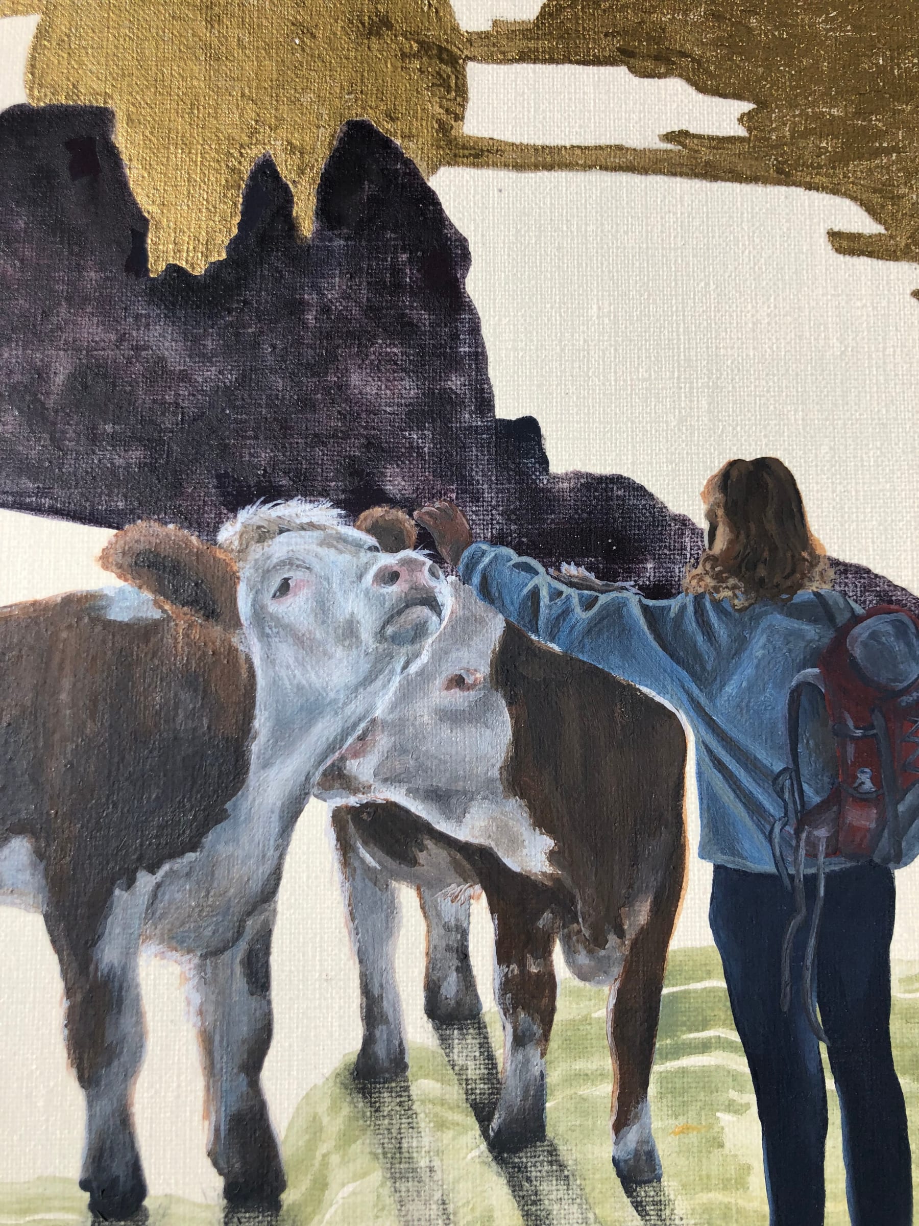 Artwork by Mia Takemoto, Along the Ridge, Made of Tempera And Gold Ink On Canvas 