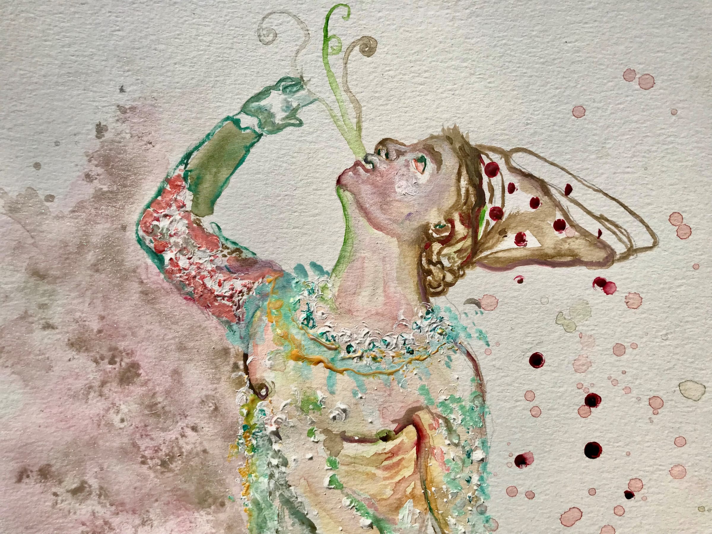 Artwork by Jorge Rivera, Levitation 5, Made of Watercolour And Resin On Paper 