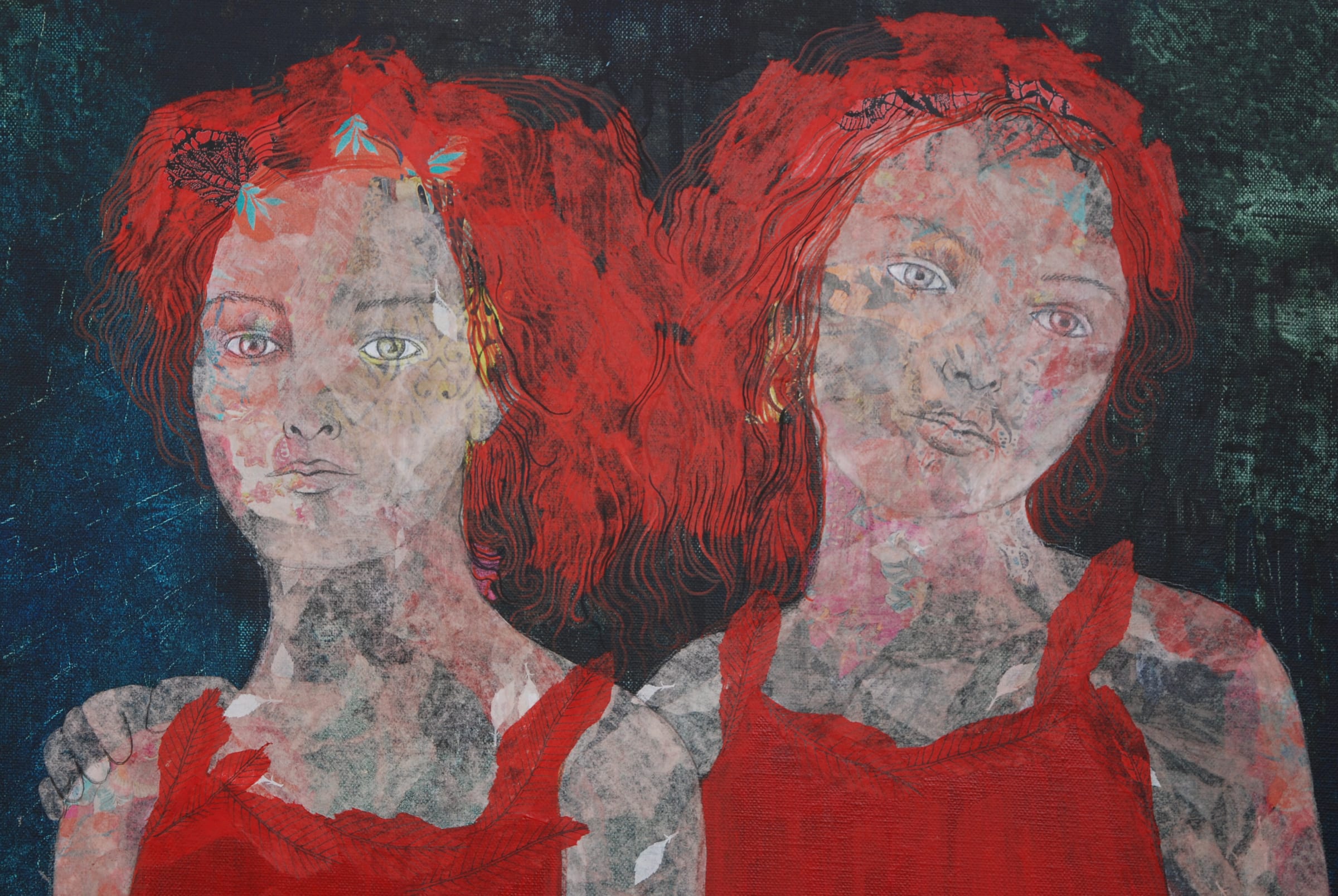 Artwork by Cécile Duchêne Malissin, Dans le bois III, Made of Acrylic And Paper On Streched Canvas 