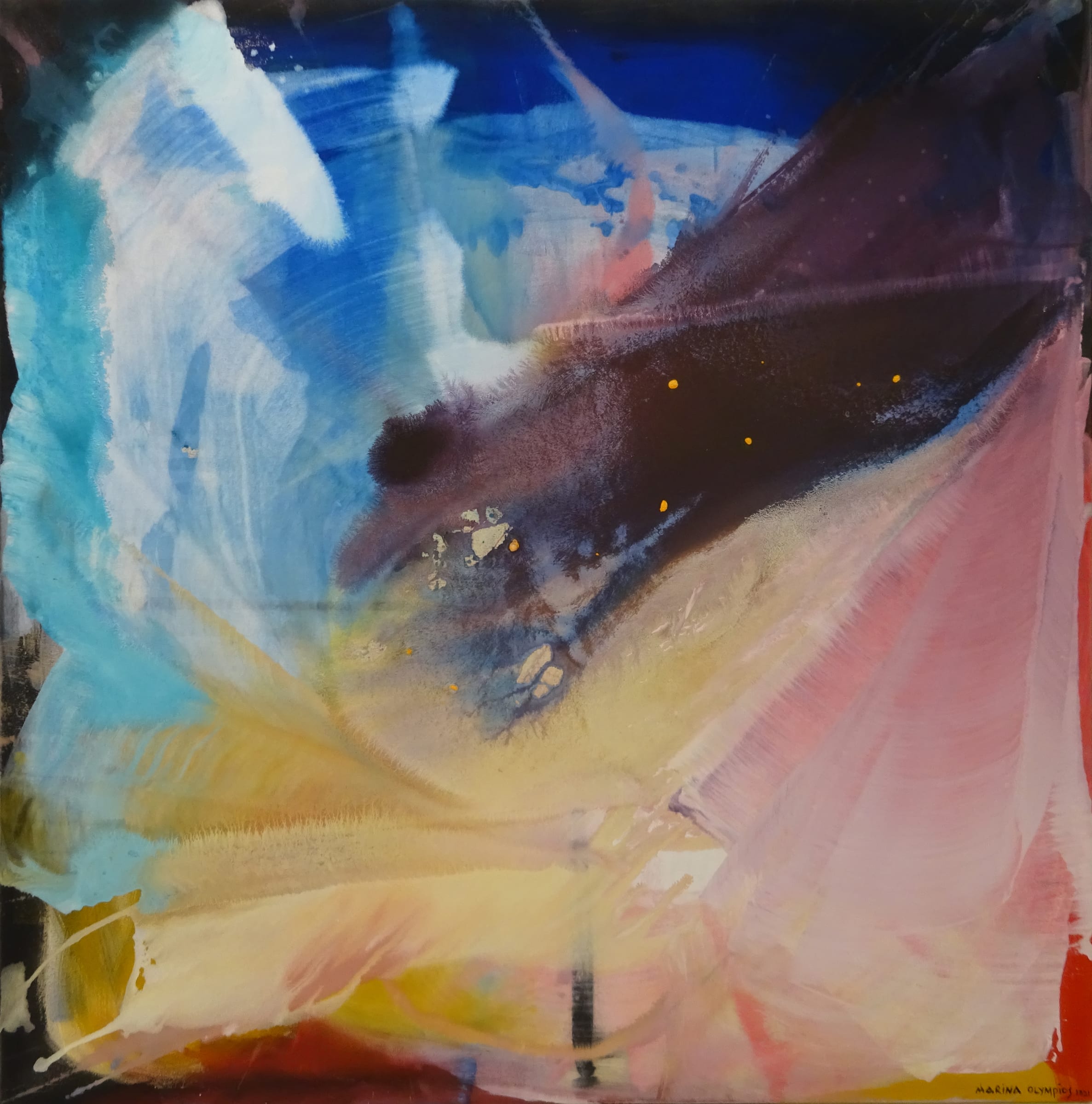 Artwork by Marina Olympios, Heart Cell Cymatics… Or geometric patterns created in heart cells when applying various sounds, Made of Mineral Colours On Canvas 