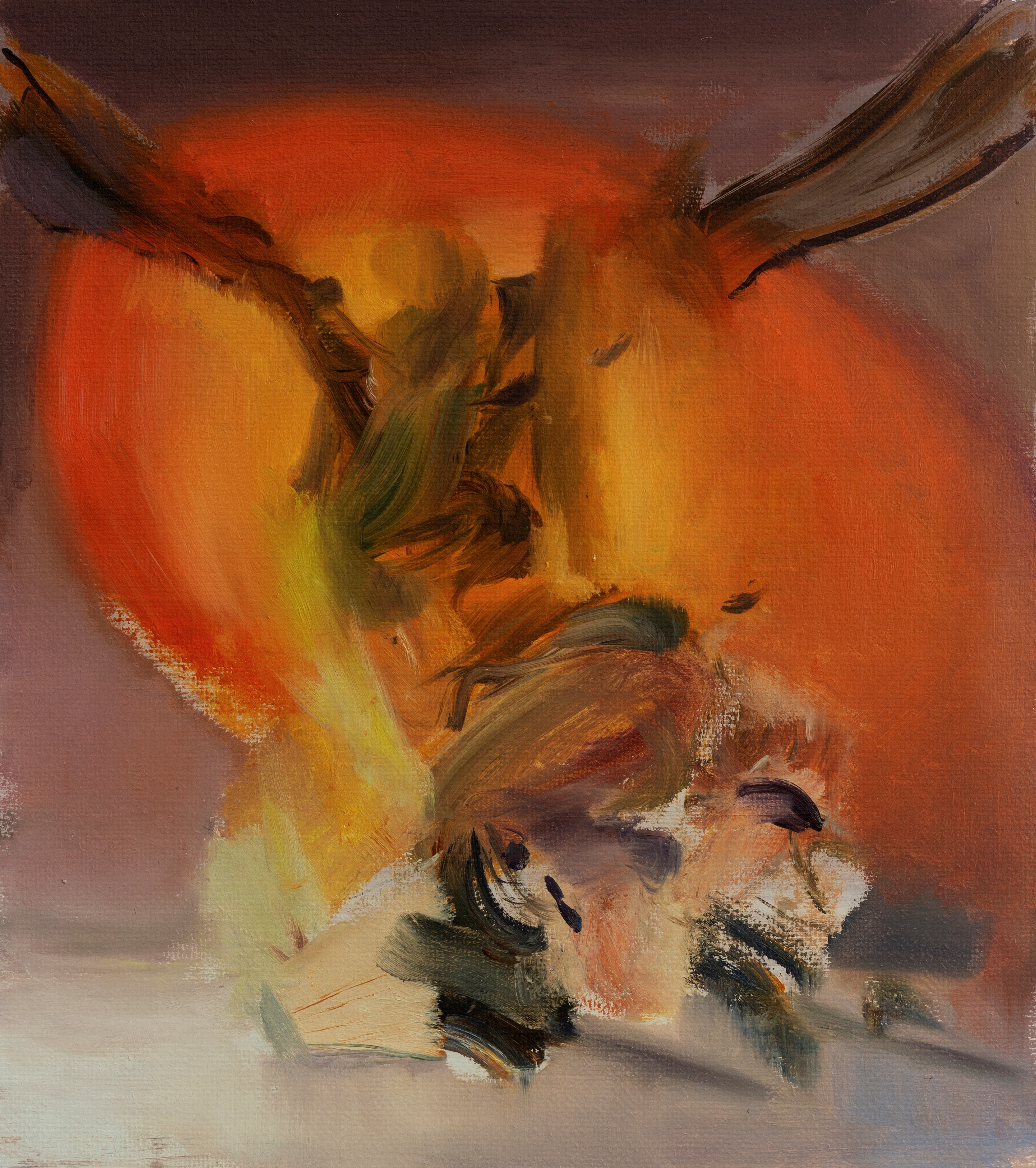 A painting of a woman with a bird on her shoulder.