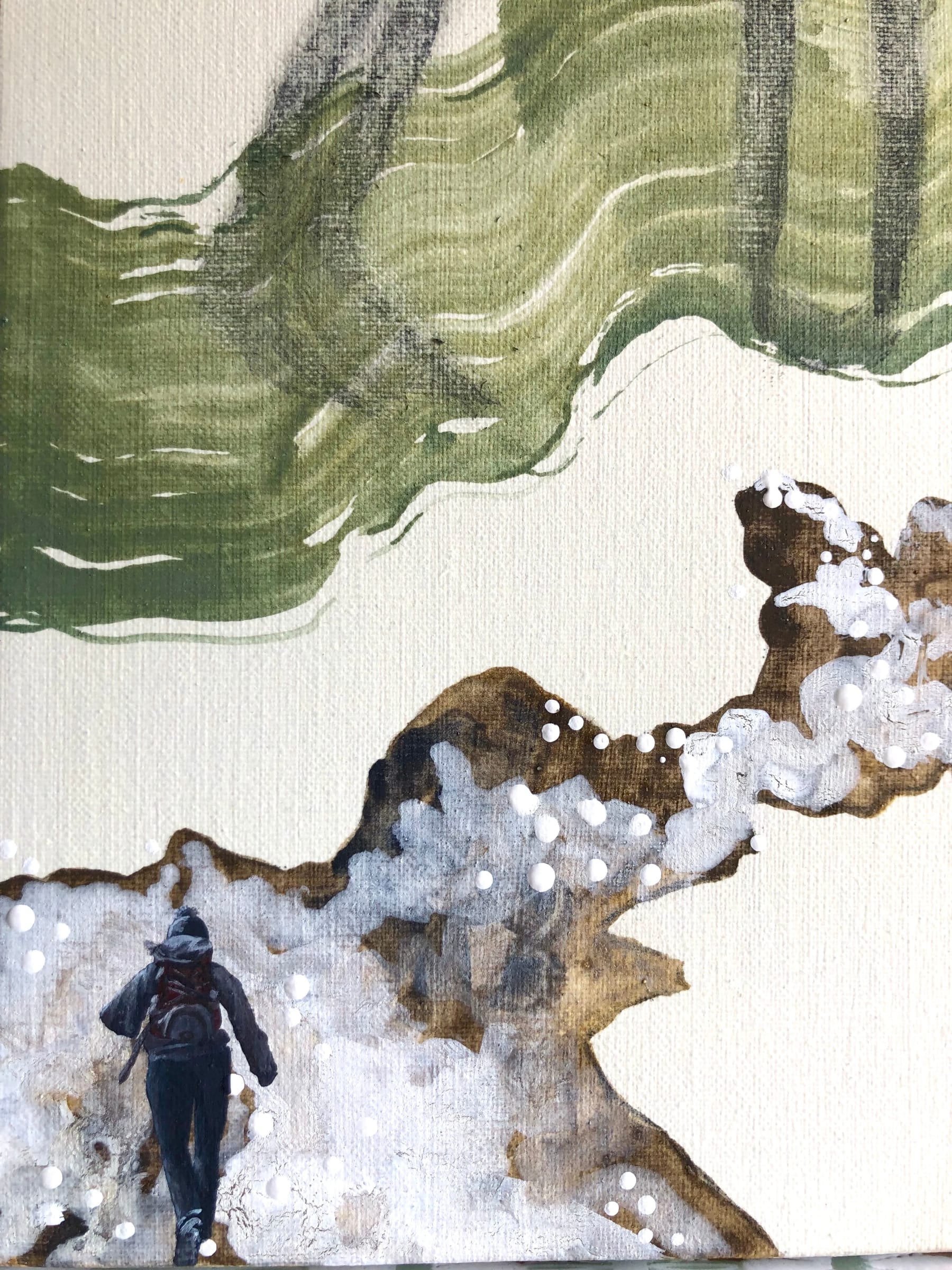 Artwork by Mia Takemoto, Along the Ridge, Made of Tempera And Gold Ink On Canvas 