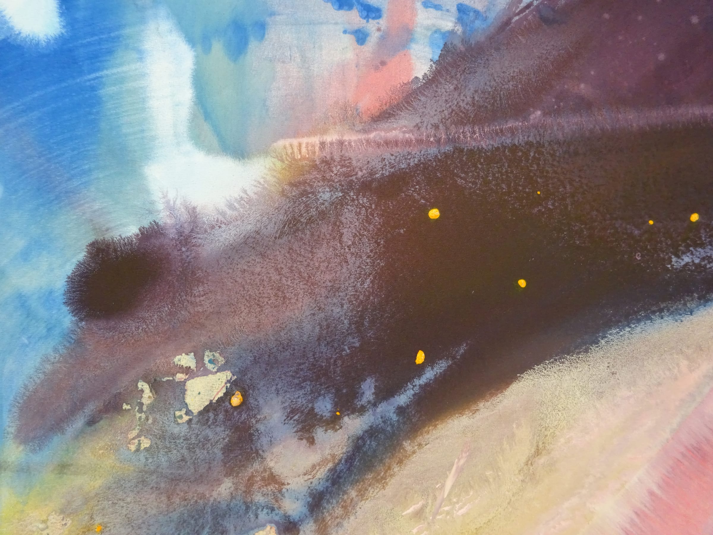 Artwork by Marina Olympios, Heart Cell Cymatics… Or geometric patterns created in heart cells when applying various sounds, Made of Mineral Colours On Canvas 