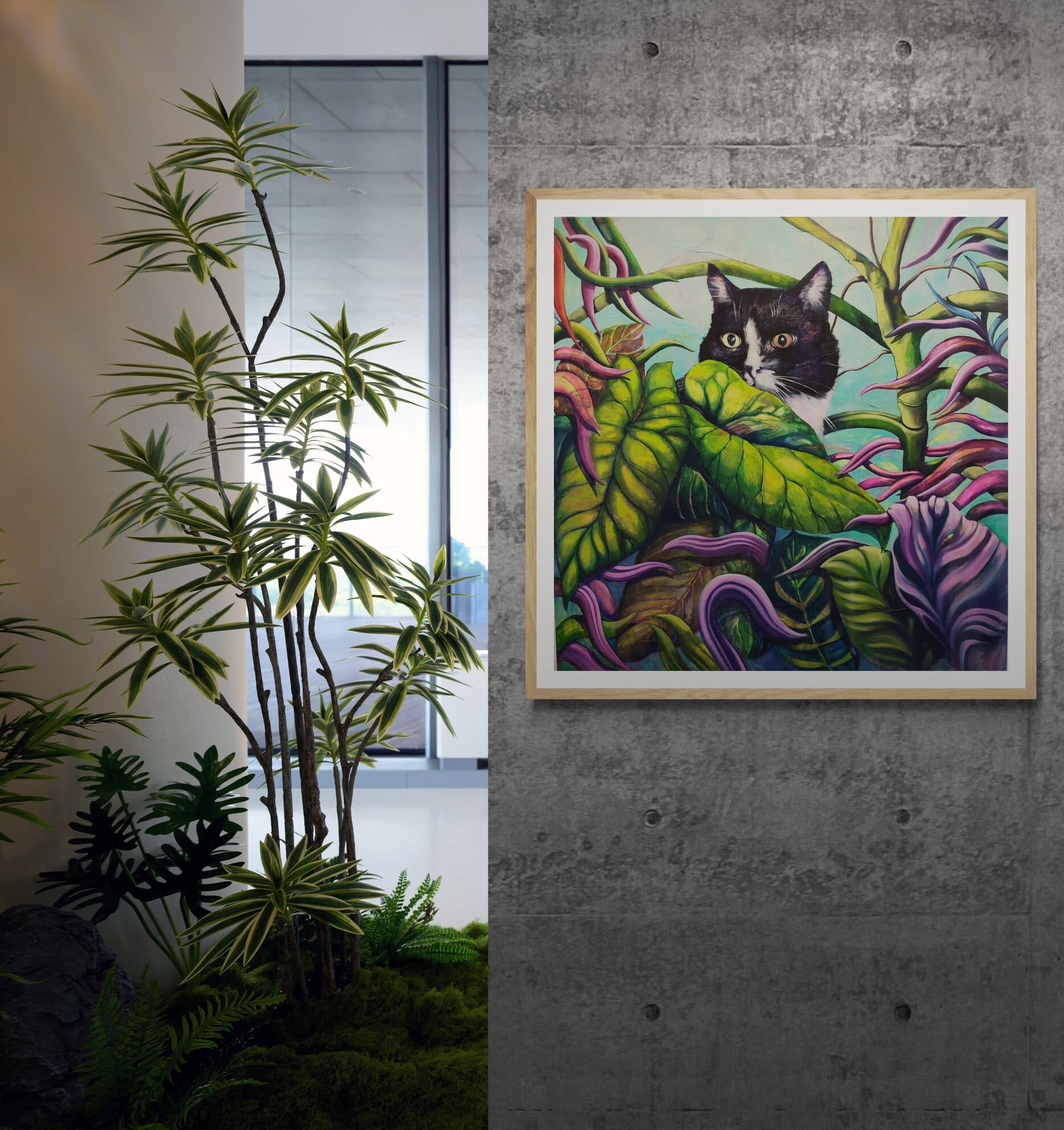 Artwork by Eliza Wiszniewska, Cat me if you can, Made of Mixed Media On Canvas 